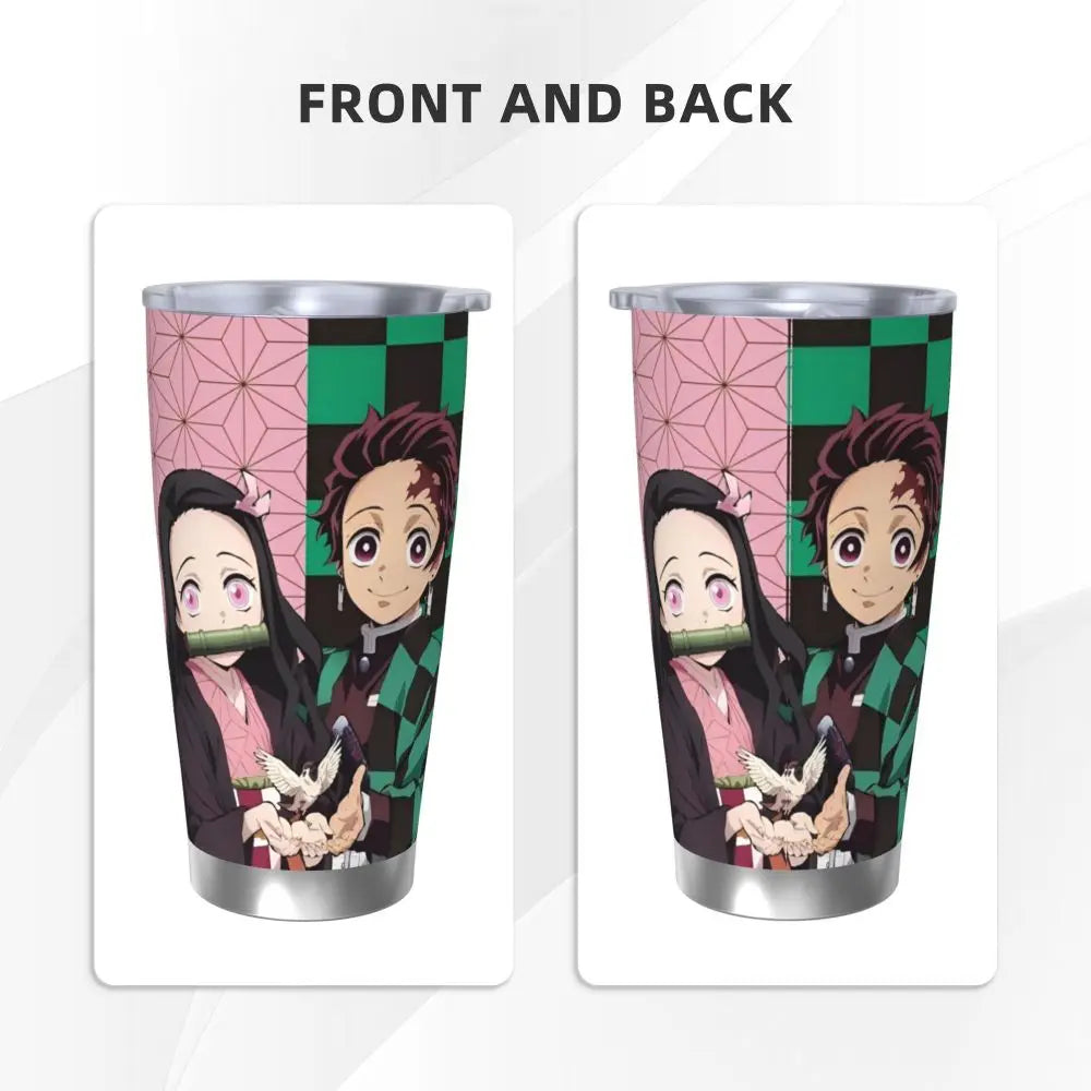 Demon Slayer Anime Nezuko & Tanjiro 20oz Vacuum Insulated Stainless Steel Tumbler - Keeps Drinks Cold & Hot