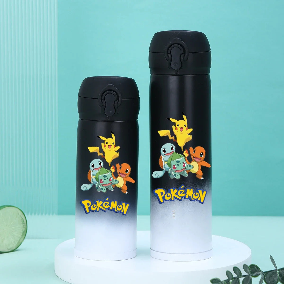 Pokemon anime-themed thermos featuring a gradual color change, made of stainless steel.