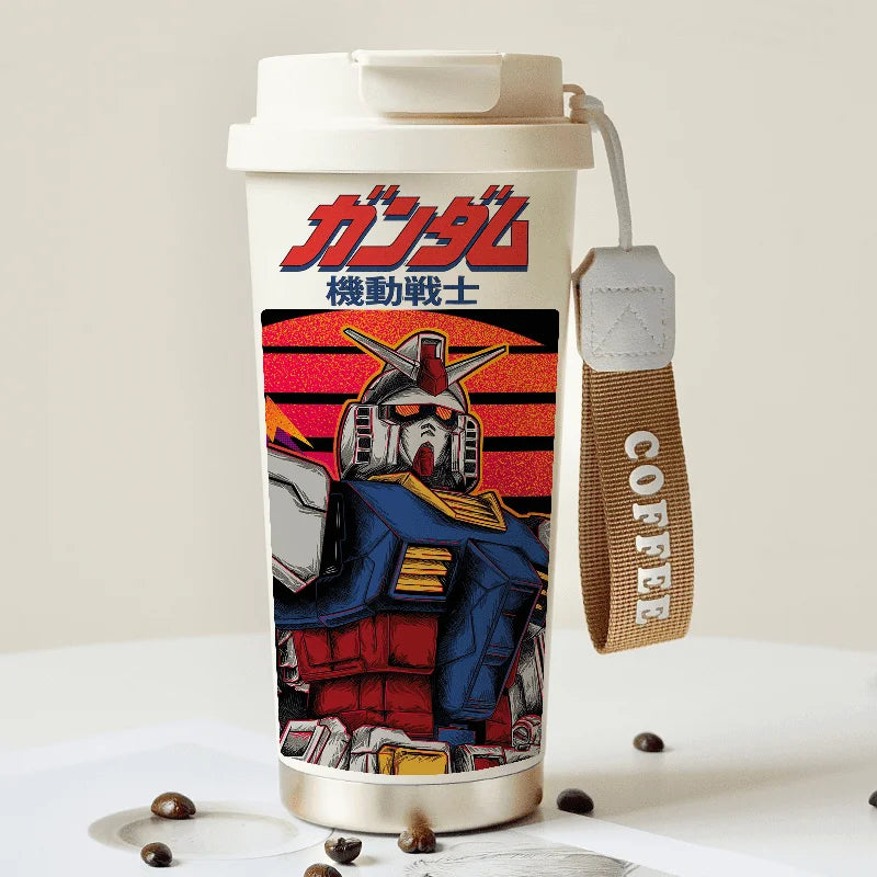 Mobile Suit Gundam Thermos Cup Student Personalized Trendy Water Cup Anime Childlike Stainless Steel Coffee Cup Christmas Gift