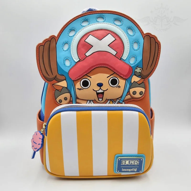 Loungefly One Piece Backpack: Close-up of Straw Hat Pirates embroidered logo.