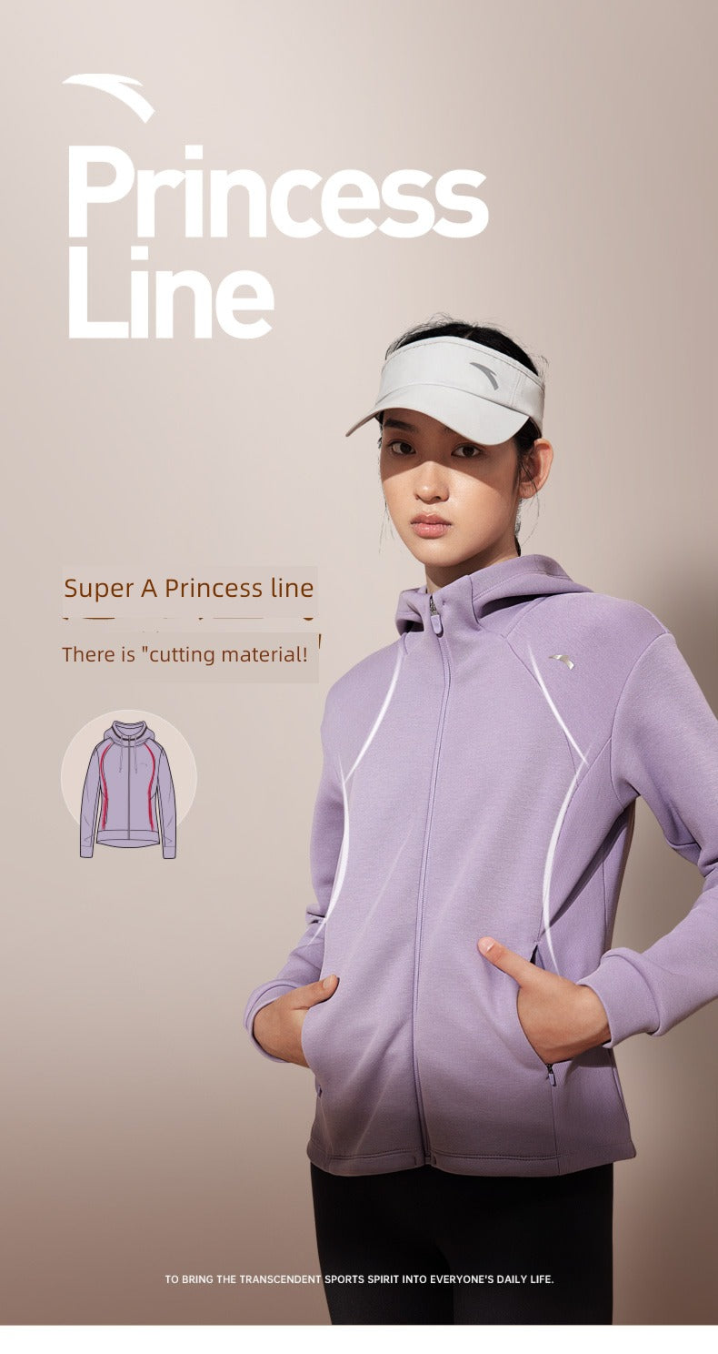 Anta Women's Slim-Fit Knitted Running Jacket in [Color] - Front View