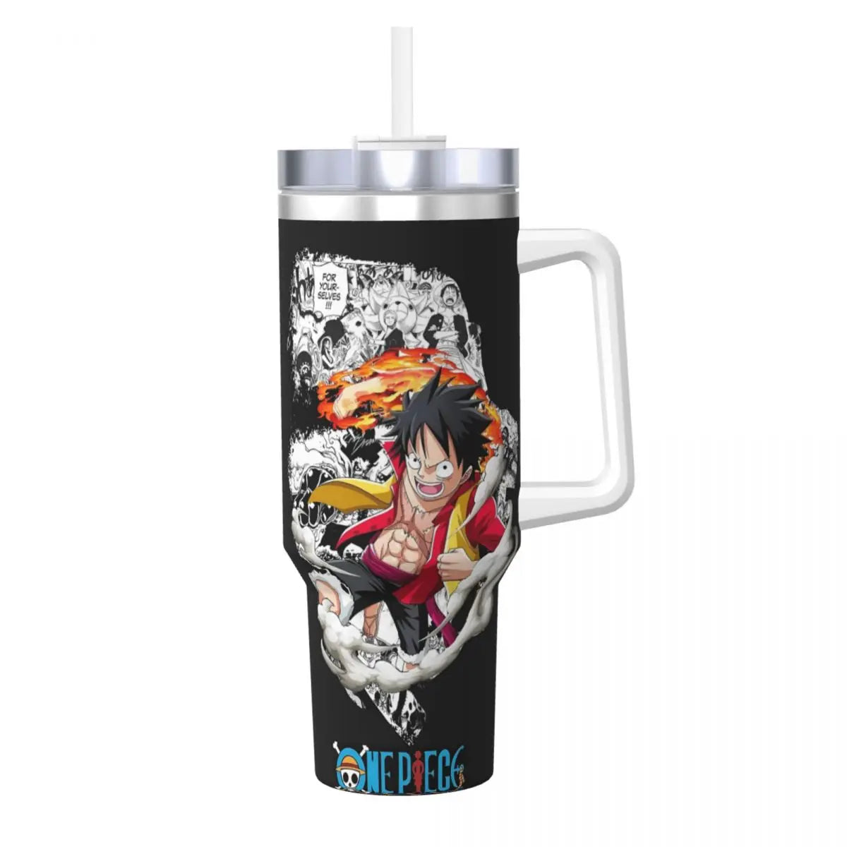 Stanley Tumbler Anime One Piece Stainless Steel Insulated Travel Mug, Large Capacity Leakproof Water Bottle, Hot & Cold Drinks