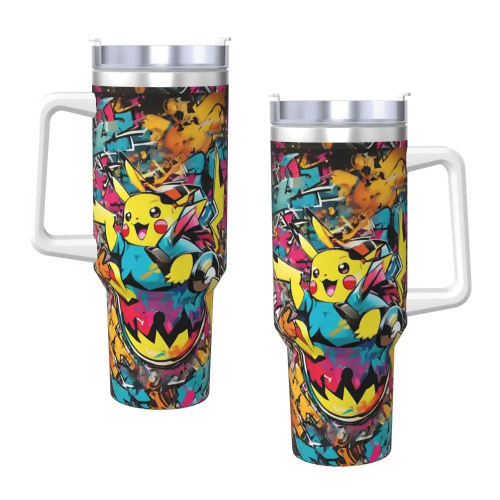 Pokémon Stainless Steel Tumbler | Insulated Water Bottle | Anime Cartoon Print | Cold Drinks & Coffee | Customizable Travel Mug