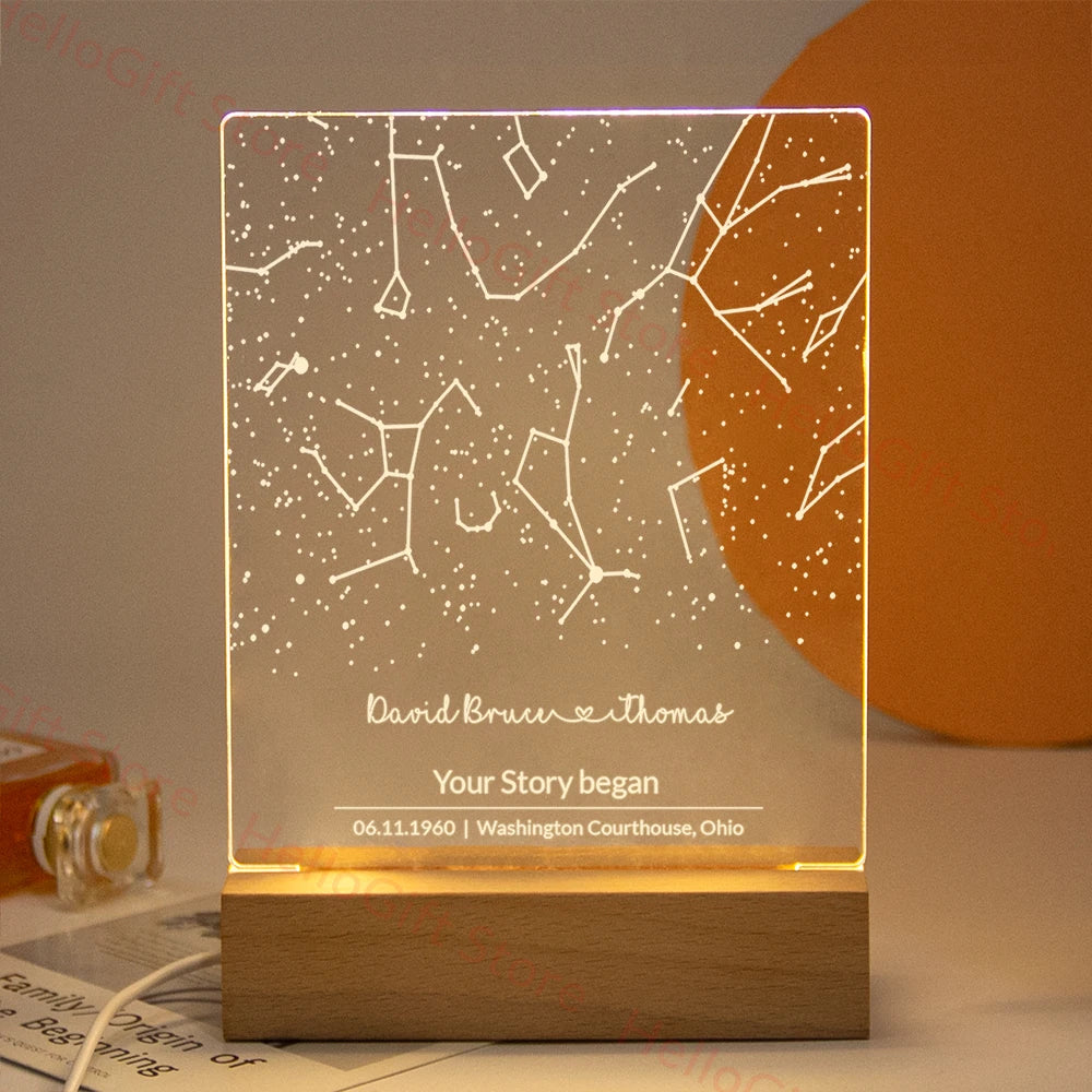 Engraved Constellation Light - Personalized Gift, Custom Star Alignment