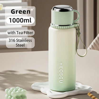 Stainless Steel Thermal Bottle, 500ml, Temperature Screen & Tea Strainer