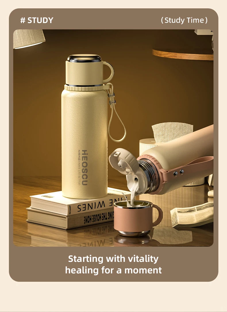 Stainless Steel Thermal Bottle, 500ml, Temperature Screen & Tea Strainer