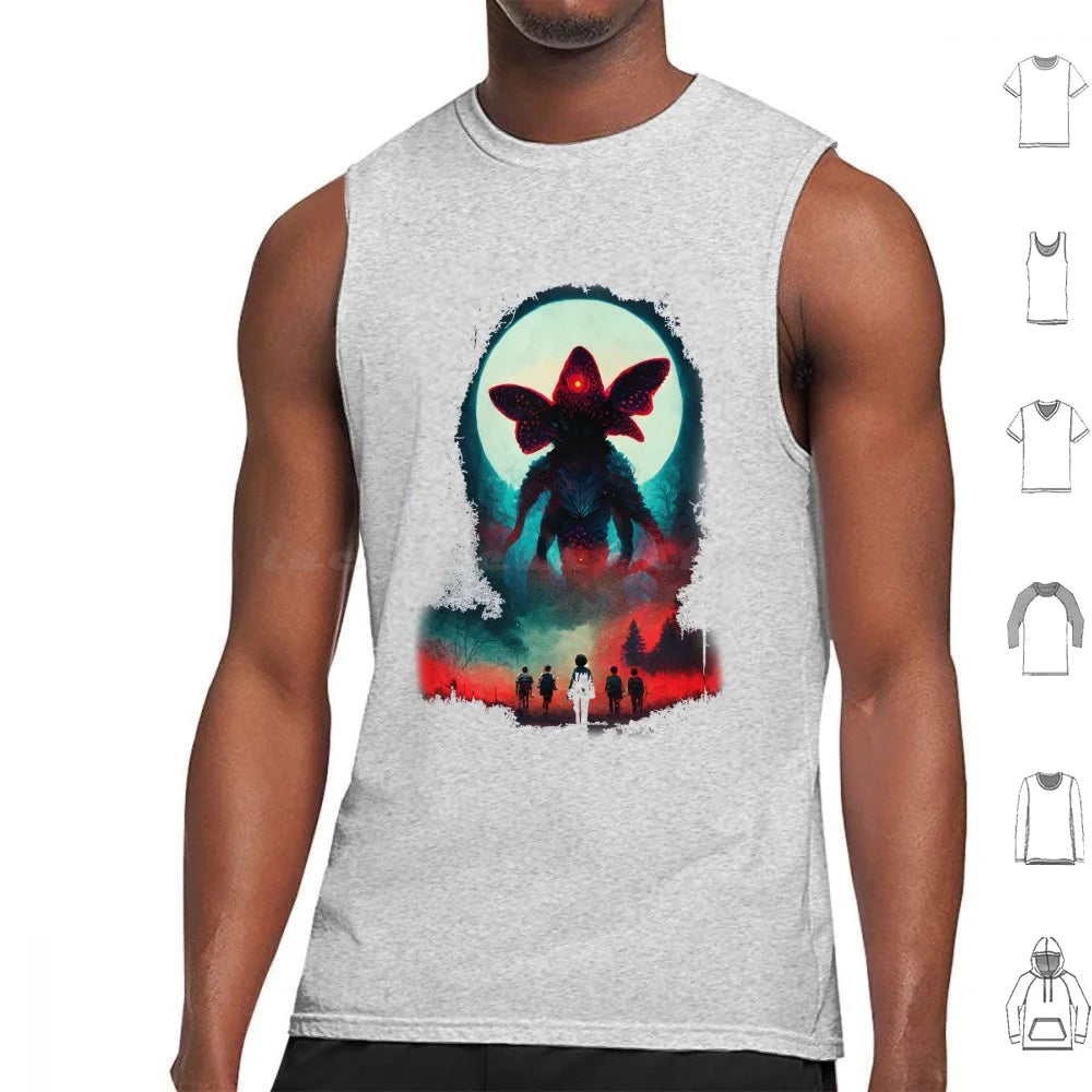 Stranger Things Tank Top - Close-up of Demogorgon graphic, highlighting the detail.