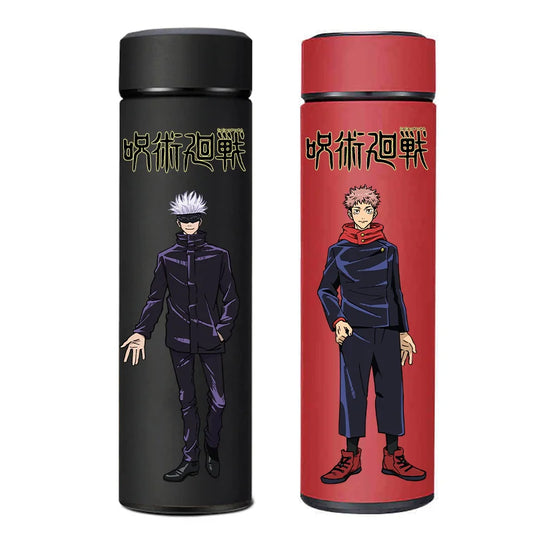 Jujutsu Kaisen 500ml stainless steel thermos featuring Gojo, Itadori, and Kugisaki