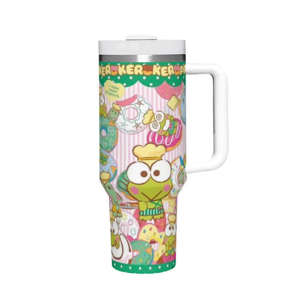 Sanrio Hello Kitty 40oz tumbler with straw and handle, insulated, stainless steel body.