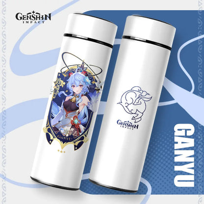 Genshin Impact Thermos Bottle, 4 Characters Design (Hutao, Klee, Beelzebul, Zhongli), Temperature Shown