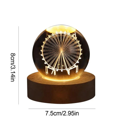 Crystal Ball Night Light - Solar System Design, Top-Down View of Intricate Details