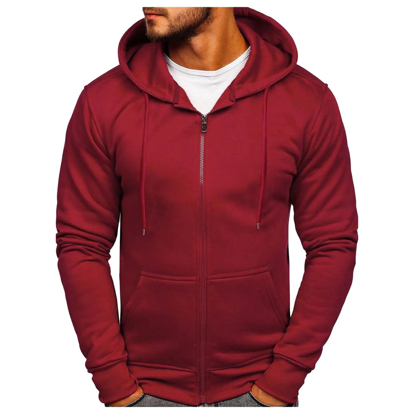 Men's Forest Green Fleece Hoodie - Interior View, Showcasing Fleece Lining