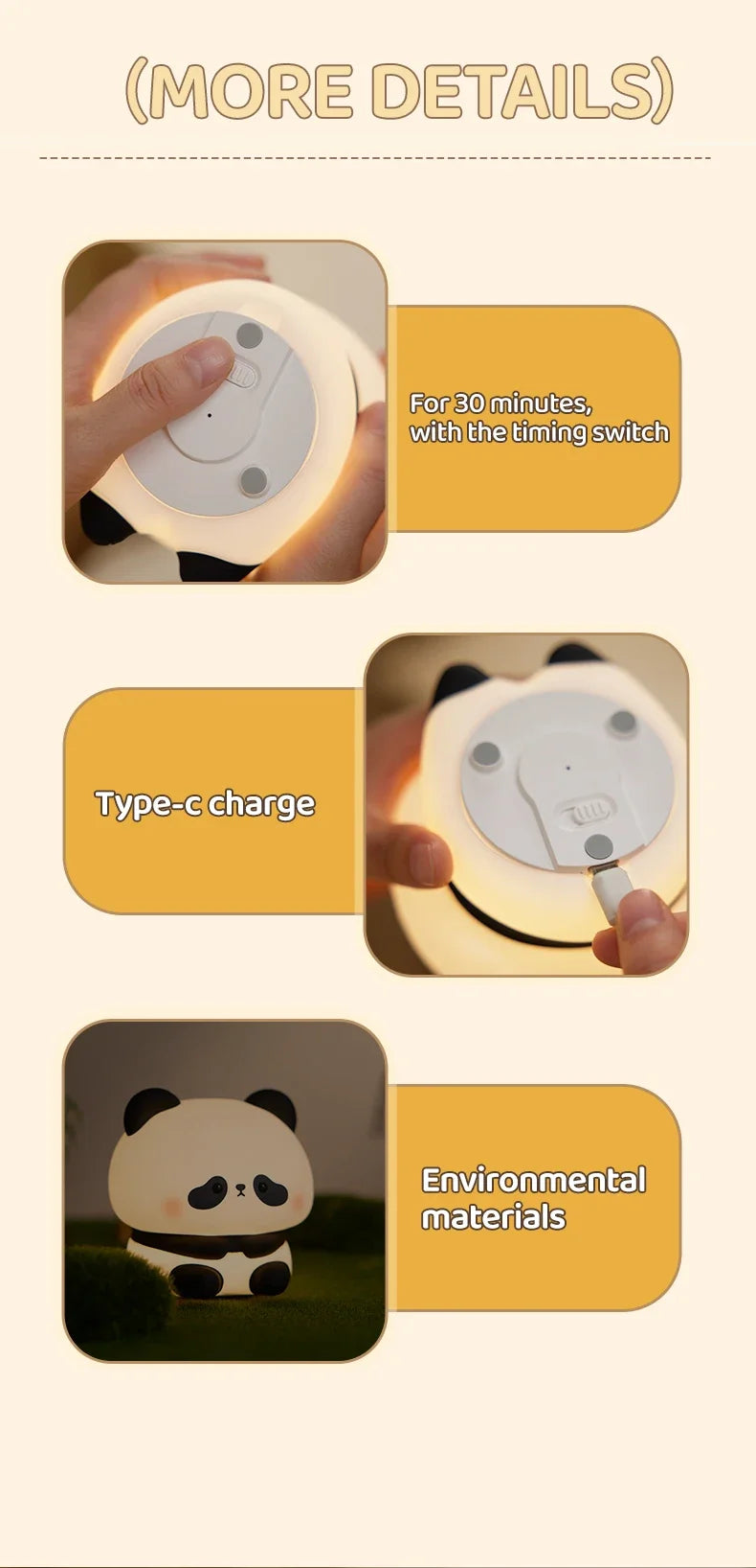 Panda Night Light - gentle lighting, ideal for sleep.