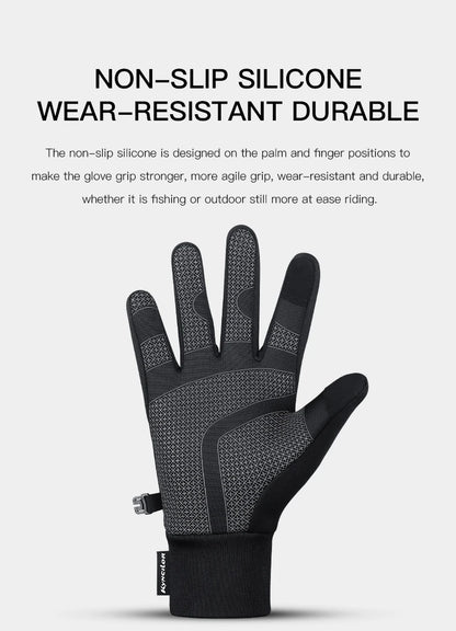 Black Kyncilor Cycling Gloves - Full Finger, Touchscreen Compatible.