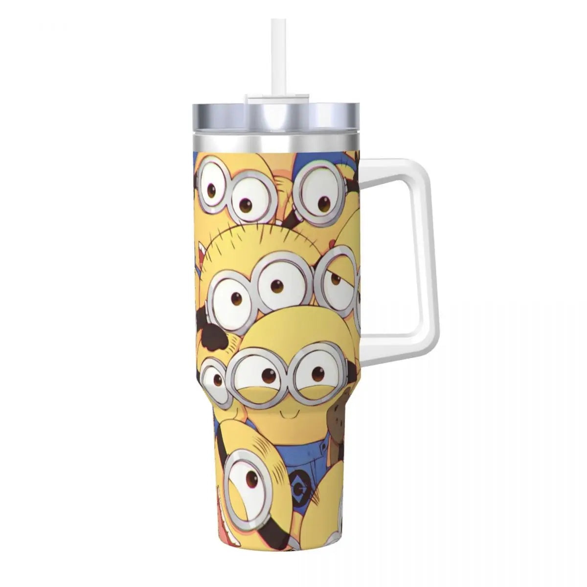 Officially licensed Minions tumbler, bottom view, highlighting stainless steel base.