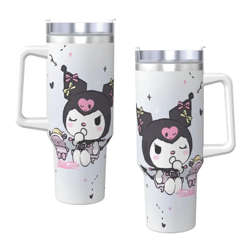 MINISO Kuromi Stainless Steel Tumbler | Sanrio Anime Insulated Travel Mug | Hot & Cold Drinks