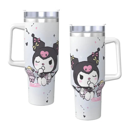 MINISO Kuromi Stainless Steel Tumbler | Sanrio Anime Insulated Travel Mug | Hot & Cold Drinks