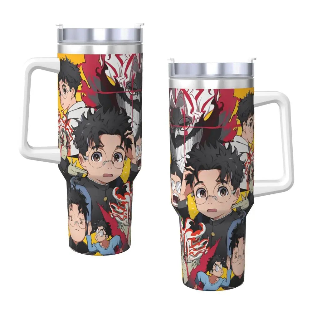 Stanley Tumbler Dandadan Anime Japanese Insulated Stainless Steel Cup, Travel Mug, Hot & Cold Drinks, Water Bottle - Like Stanley Cup & Owala Tumbler