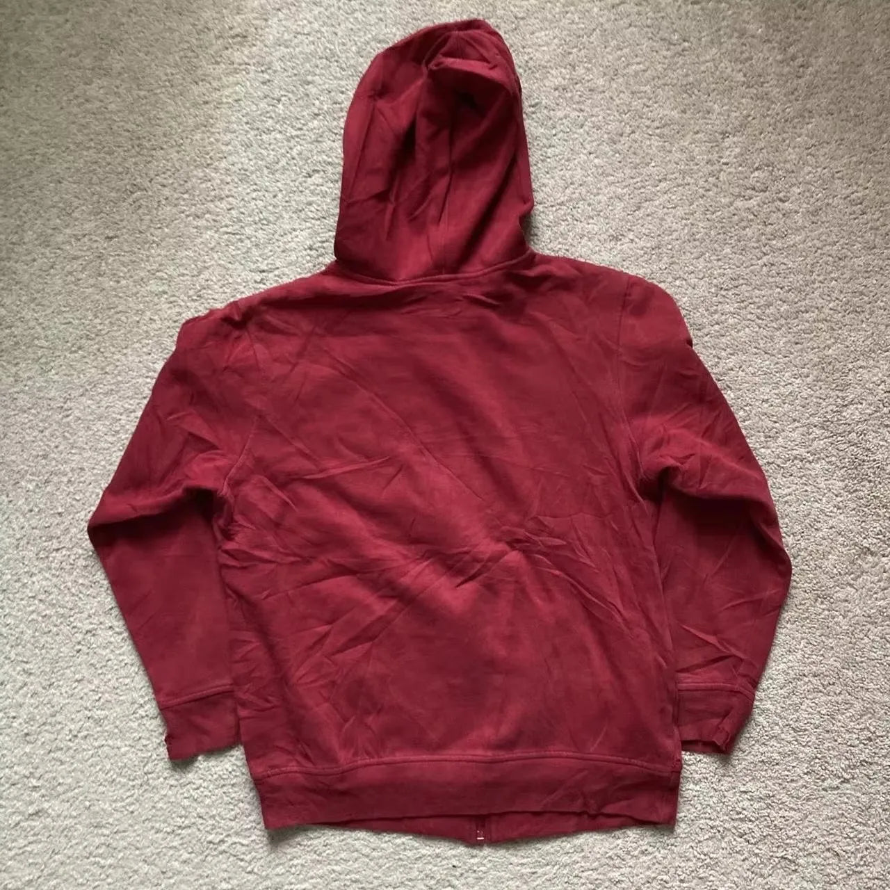 Red Y2K full zip hoodie with skull and snake print, front view, women's.