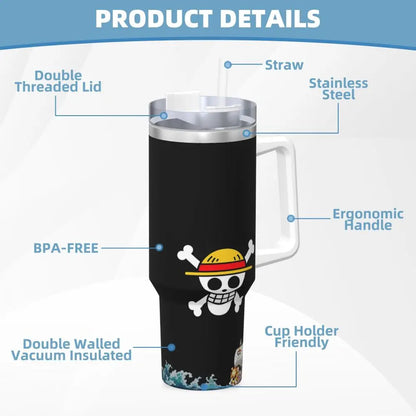 Stanley Tumbler Anime One Piece Inspired, Leakproof Stainless Steel Coffee Mug, Custom DIY Driving Car Mug - Owala Tumbler Alternative