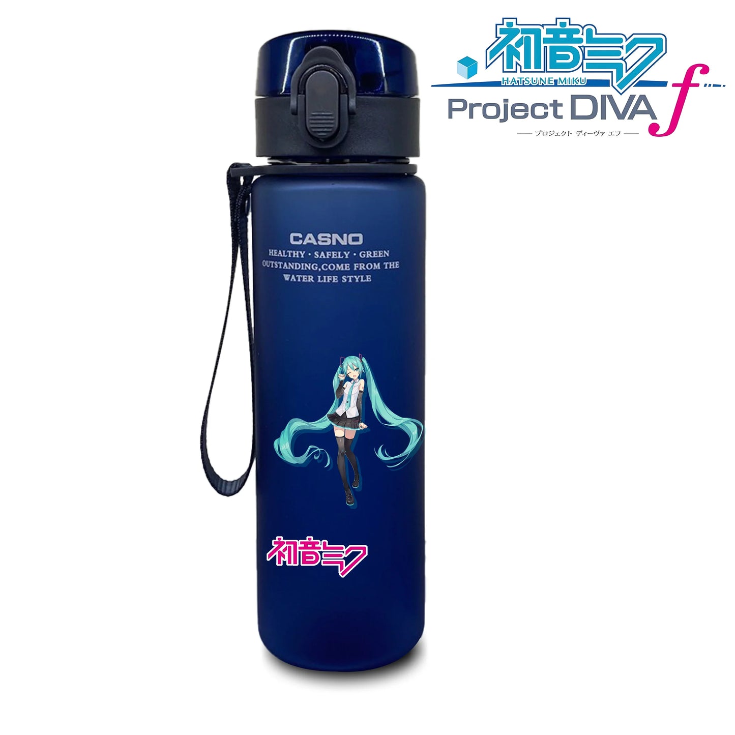 Hot selling Miniso Hatsune Miku cartoon anime large capacity portable plastic sports water bottle cute water bottle beautiful