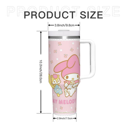 Sanrio Hello Kitty tumbler, 40oz, insulated stainless steel, handle, straw included.