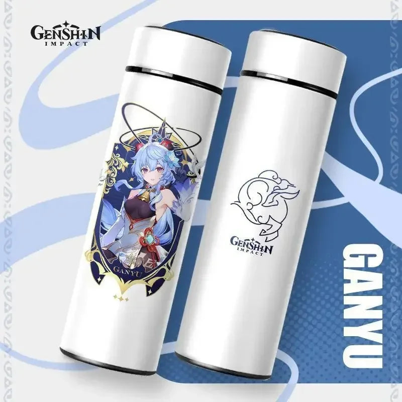 500ml Genshin Impact Vacuum Insulated Bottle Temperature Display Vacuum High Capacity Stainless Steel Thermos Cup Anime Gifts