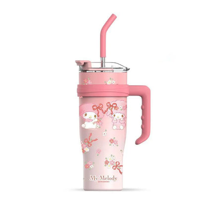 Sanrio Water Bottle 1200ml, Cute Hello Kitty Kuromi Cinnamoroll Melody Stainless Steel Insulated Tumbler with Straw, Gift Idea, Stanley Tumbler Style