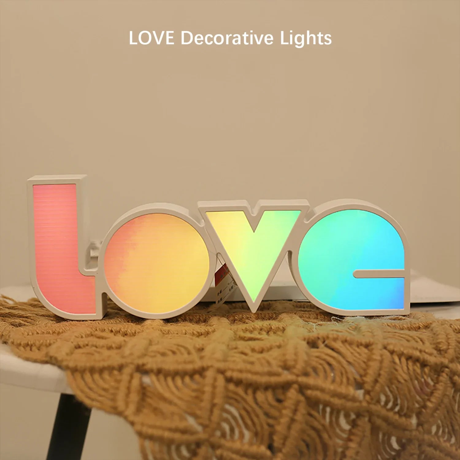 LED Neon Love Letters Lamp, pink glow, close-up, lit, Valentine's Day gift idea