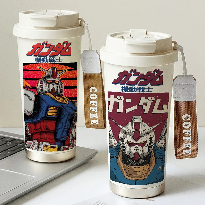 Mobile Suit Gundam Thermos Cup Student Personalized Trendy Water Cup Anime Childlike Stainless Steel Coffee Cup Christmas Gift