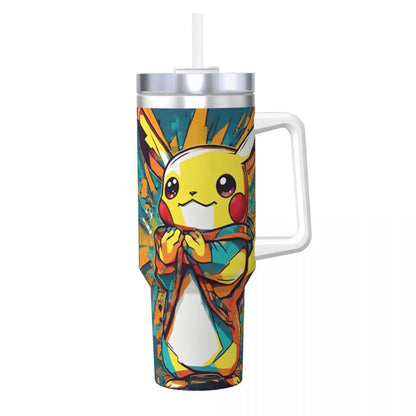 Pokémon Stainless Steel Tumbler | Insulated Water Bottle | Anime Cartoon Print | Cold Drinks & Coffee | Customizable Travel Mug