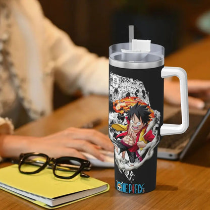 Stanley Tumbler Anime One Piece Stainless Steel Insulated Travel Mug, Large Capacity Leakproof Water Bottle, Hot & Cold Drinks