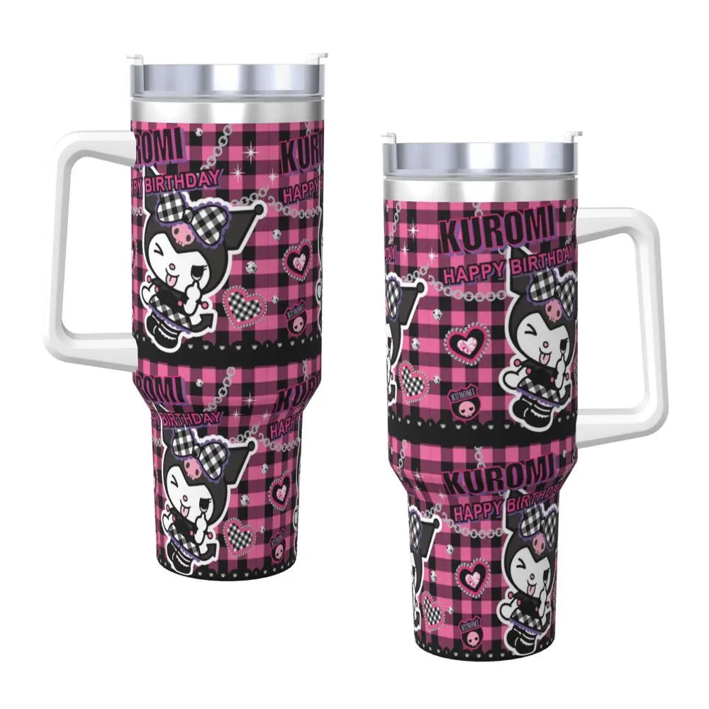 MINISO Kuromi Stainless Steel Tumbler | Sanrio Anime Insulated Travel Mug | Hot & Cold Drinks