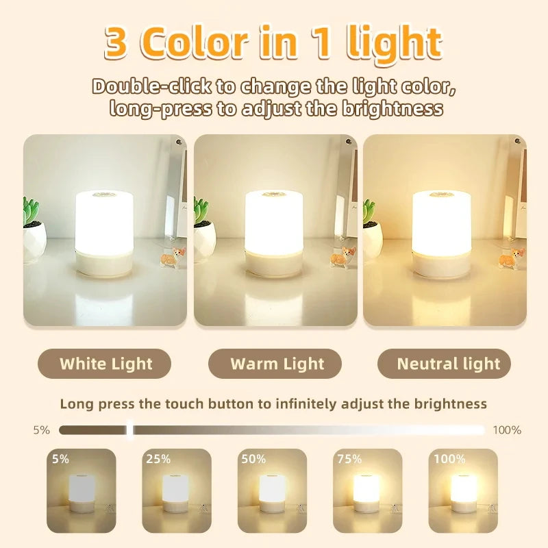 Touch night lamp, warm light mode, Valentine's gift idea.