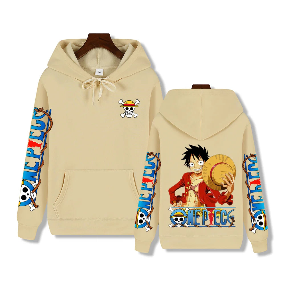 Men's Luffy Hoodie: Side view with sleeve detail.