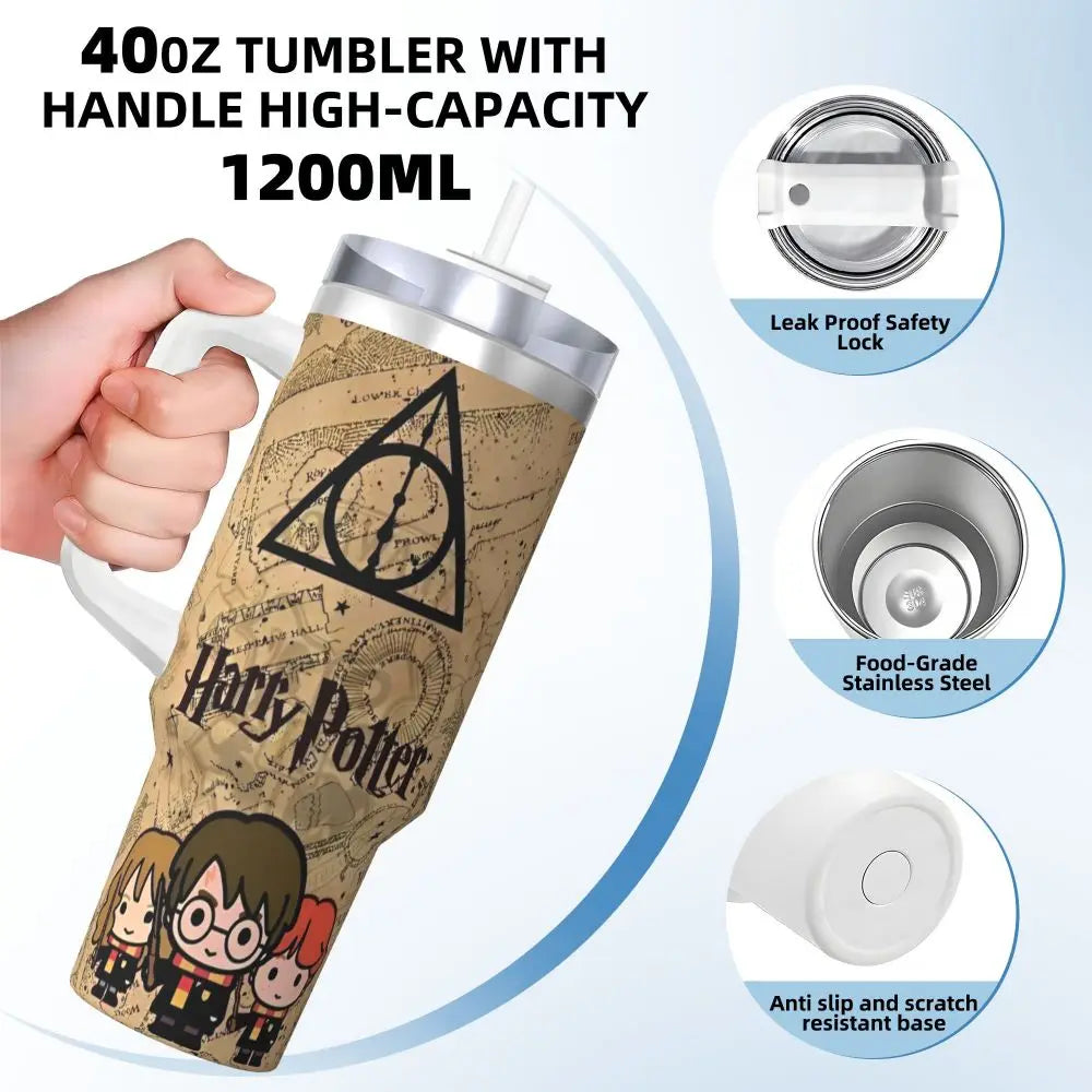 MINISO Harry Potter 40oz Stainless Steel Tumbler - Insulated Thermal Travel Mug for Hot & Cold Drinks