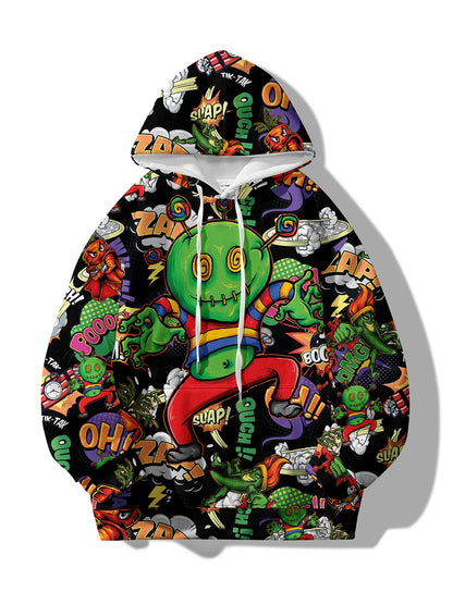 Back View: Cartoon Letter Graffiti 3D Print Hoodie