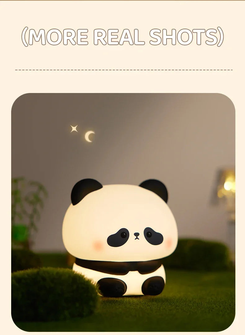 Panda Night Light off - cute, smiling design.