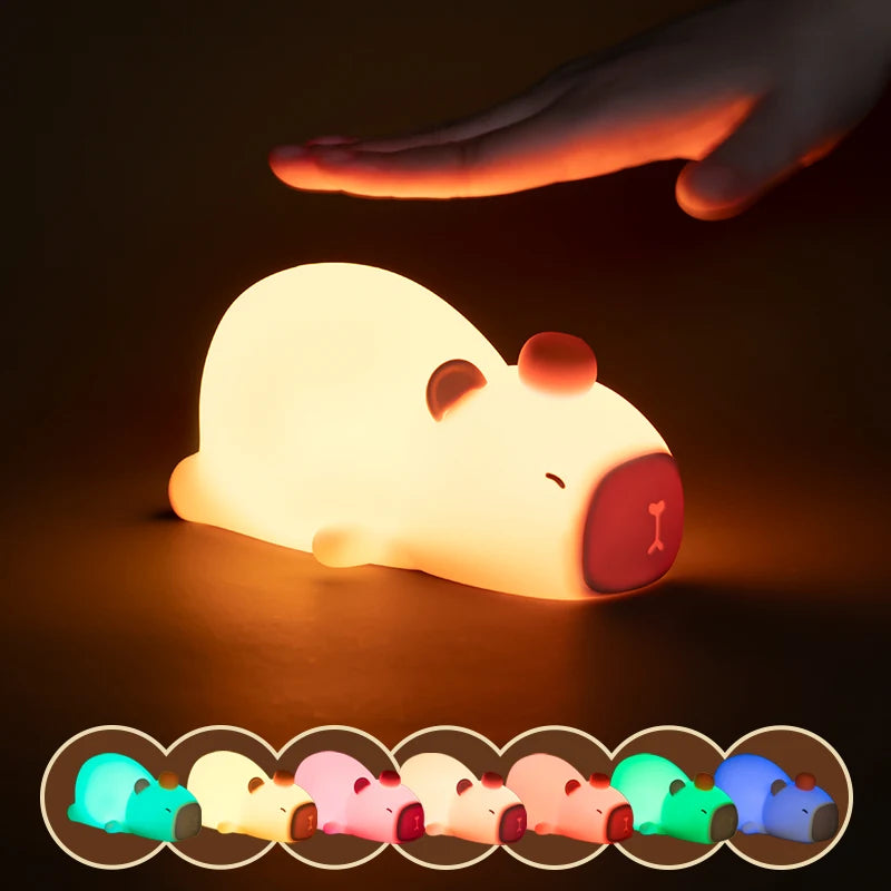 Portable capybara light, perfect for bedroom, nursery, or travel.