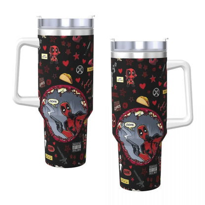 * Deadpool Stainless Steel Tumbler Front View
* Deadpool Stainless Steel Tumbler with Lid
* Deadpool Stainless Steel Tumbler Side View
* Deadpool Tumbler Close-up on Design
* Deadpool Tumbler Showing Straw
* Deadpool Tumbler Size Comparison
* Deadpool Tumbler in Hand
* Deadpool Tumbler on Desk
* Deadpool Tumbler with Different Drinks
* Deadpool Tumbler Gift Box (if applicable)
```