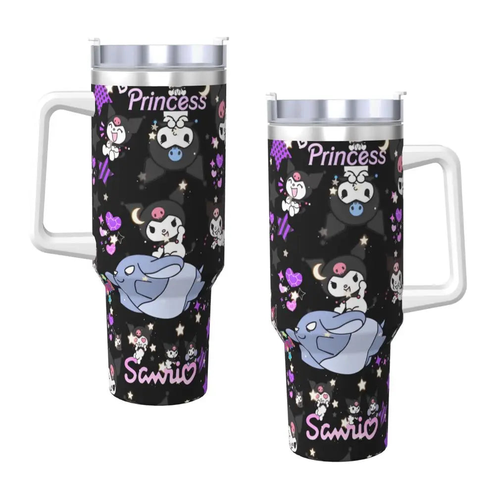 MINISO Kuromi Stainless Steel Tumbler | Sanrio Anime Insulated Travel Mug | Hot & Cold Drinks