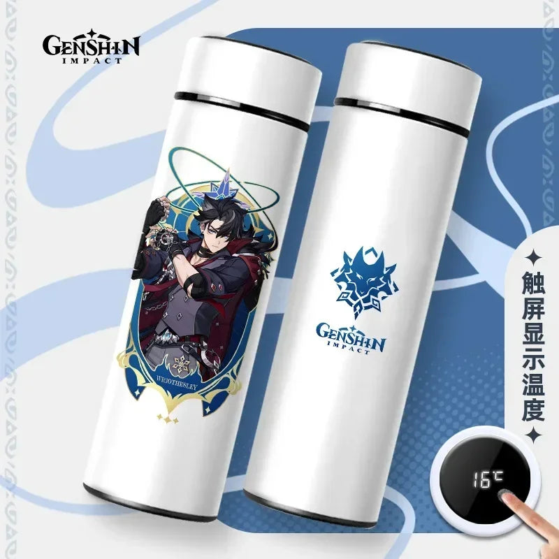 500ml Genshin Impact Vacuum Insulated Bottle Temperature Display Vacuum High Capacity Stainless Steel Thermos Cup Anime Gifts