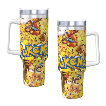 Pokémon Stainless Steel Tumbler | Insulated Water Bottle | Anime Cartoon Print | Cold Drinks & Coffee | Customizable Travel Mug