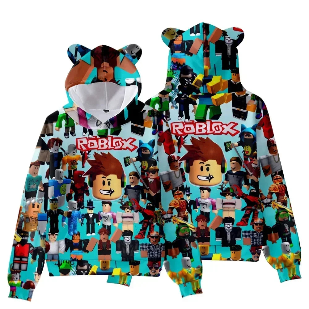 Roblox Hooded Sweatshirt with Cat Ears - Cozy Fleece Lining Detail