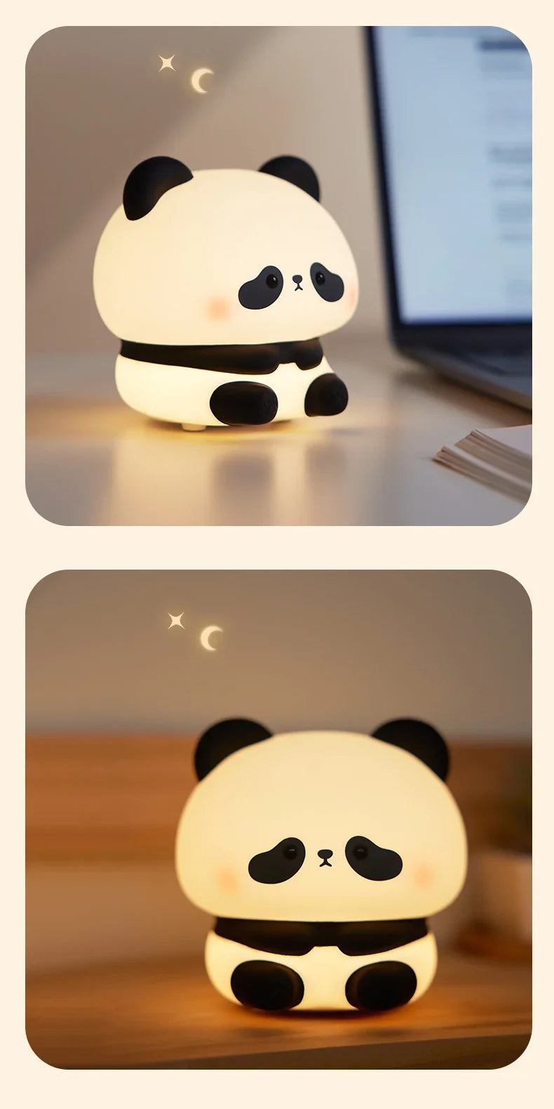 Panda Night Light - side view, compact size.