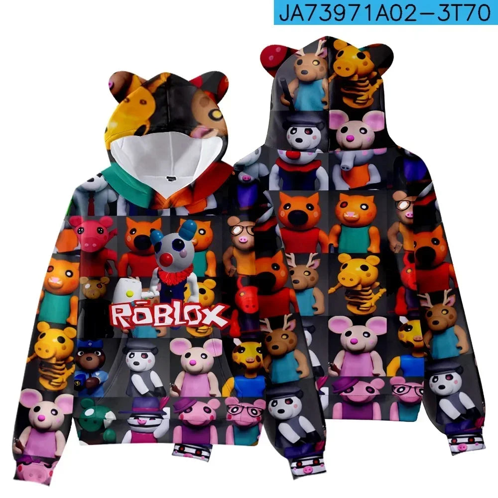 Roblox Cat Ear Hooded Sweatshirt for Kids - Front View, Winter 2024