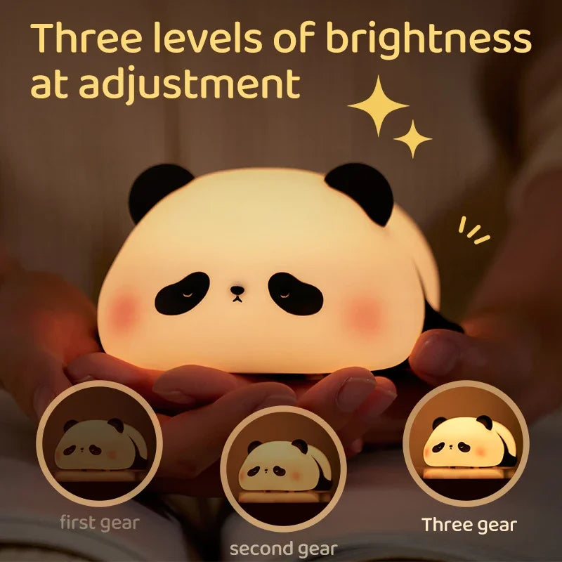 Panda Night Light off - cute, smiling design.