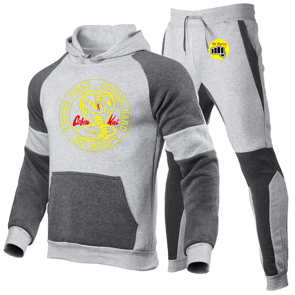 Cobra Kai tracksuit, hoodie back view, large printed logo, comfortable cotton.