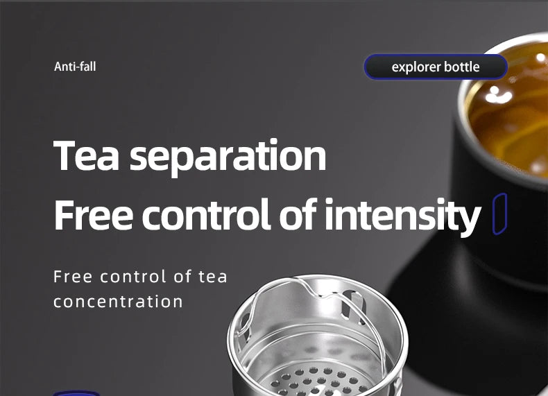 nRMei Hot/Cold Thermos Bottle, Stainless Steel, Digital Temperature, Tea Strainer, Rope