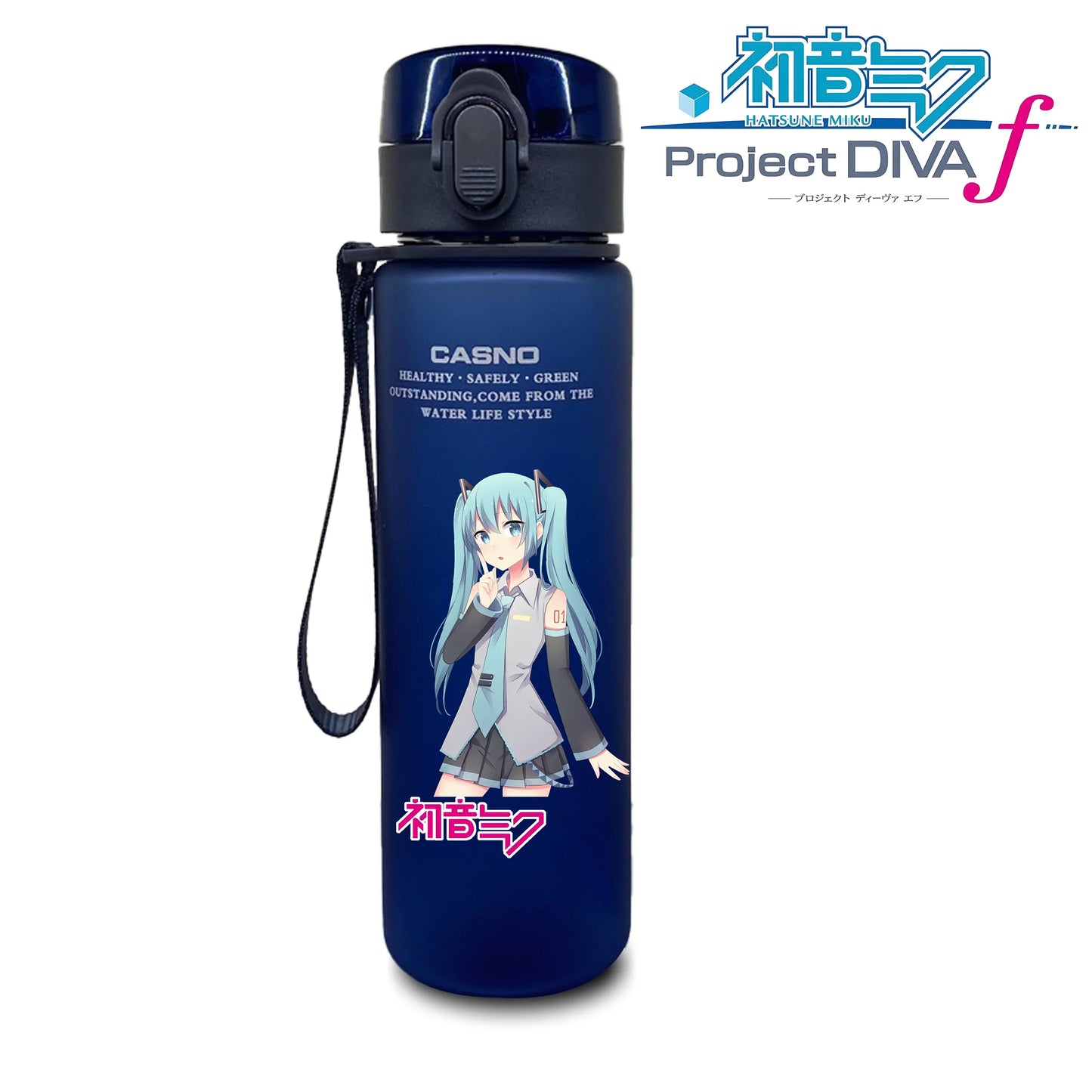 Hot selling Miniso Hatsune Miku cartoon anime large capacity portable plastic sports water bottle cute water bottle beautiful